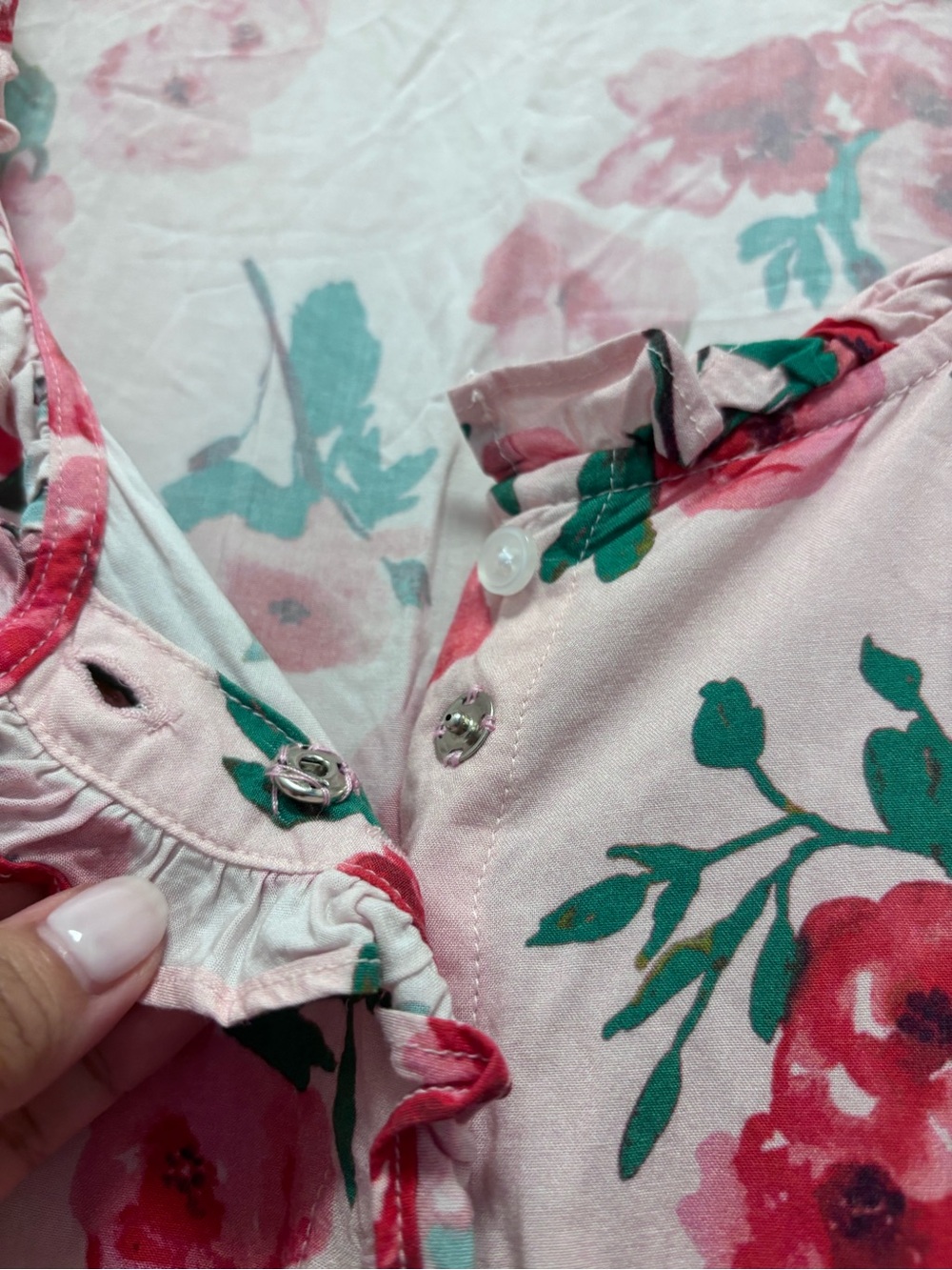 Sonnet James Vintage-Inspired Pink Floral Midi Dress with Ruffle Waist - Picture 9 of 11